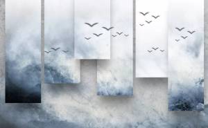 3D Фотообои Artegrafico «Птицы в тумане» BL-039 песок