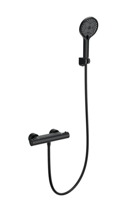 Смеситель для душа Wonzon & Woghand WW-B2003-A-MB с термостатом, черный матовый