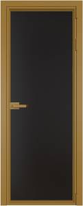 Межкомнатная дверь Profil Doors 1 AV цвет профиля Золото, стекло безопасное 6 мм монохром черный 800x2000