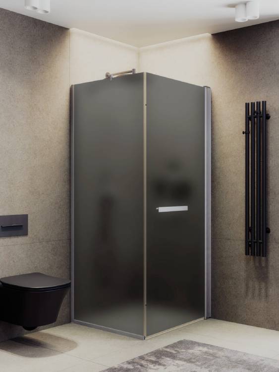 Душевой уголок MaybahGlass MGY-1322-5 профиль хром матовый, стекло графит матовый, 90x90x197.5
