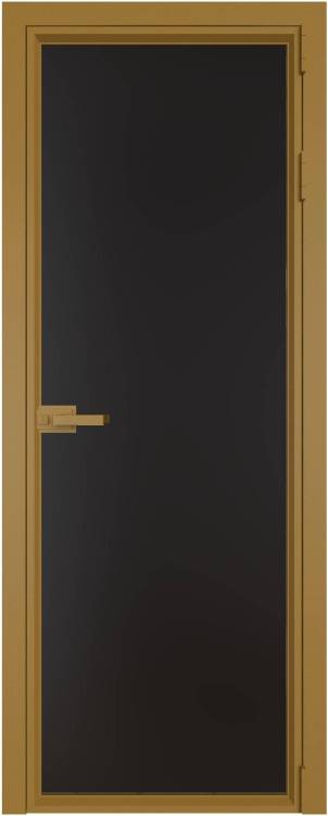 Межкомнатная дверь Profil Doors 1 AV цвет профиля Золото, стекло безопасное 6 мм монохром черный 800x2000