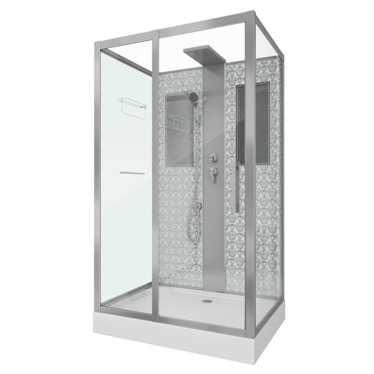 Душевая кабина Niagara Luxe NG-7711WBK 900x1200х2100 низкий поддон стенки БЕЛЫЕ БЕЗ КРЫШИ