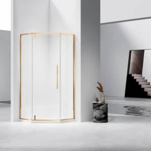 Душевой уголок Vincea Slim-N (Слим-Н) VSP-4SN900CLG профиль брашированное золото, стекло прозрачное, 90x90x195