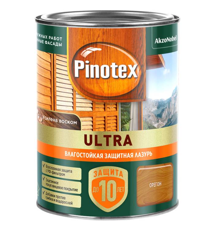 Пропитка декоративная для защиты древесины Pinotex Ultra AWB полуглянцевая орегон 0.9 л