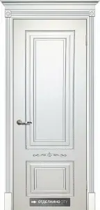 Межкомнатная дверь Текона Смальта 04 ДГ (Эмаль белая RAL 9003+патина серебро) 2000x700