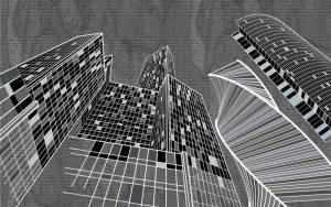 3D Фотообои Artegrafico «Перспектива с небоскребами» UB-002 канвас