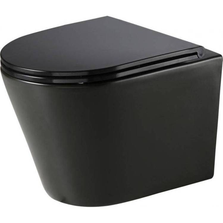 Унитаз подвесной AQUAme AQM2001MB с крышкой-сиденьем микролифт, черный матовый