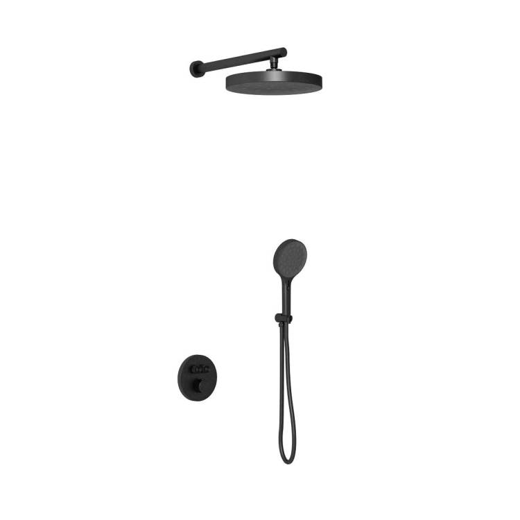 Душевой комплект Vincea Inspire VSFW-3I22MT2MB встраиваемый, термостатический, двухрежимный, черный матовый
