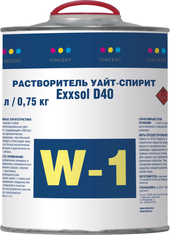 Уайт-спирит Vincent Exxsol D40 W1 1 л