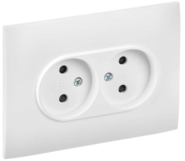 Розетка 2-местная с защитными шторками IEK Skandy SK-R23-10-K01-F арктический белый