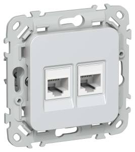 Розетка телефонная RJ11+Ethernet RJ45 IEK Flite FI-KT22-1-K36 жемчуг