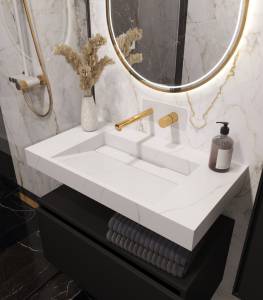 Раковина-столешница Armadi Art Flat 859-080-CLCT моноблок Calacatta 810x452x80