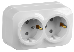 Розетка 2-местная с заземлением и шторками IEK Glory ERH24-K01-16 белый