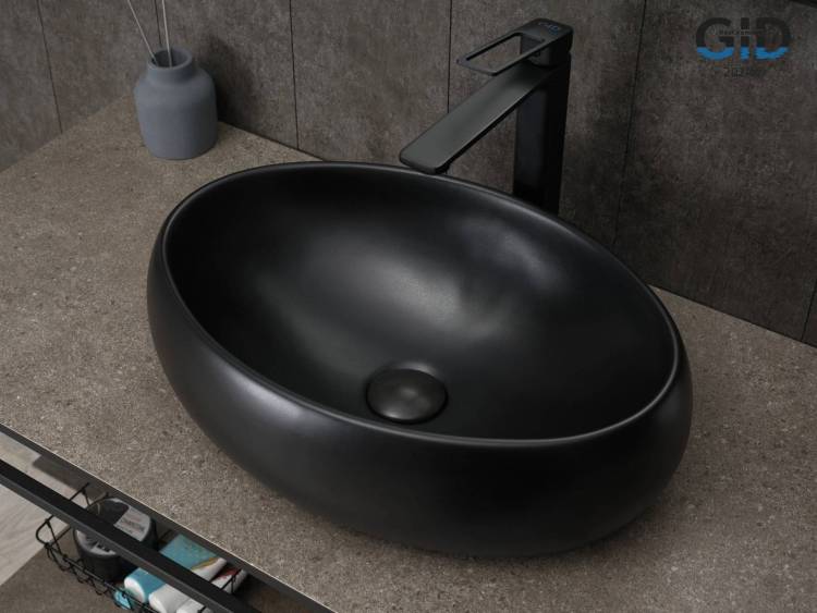 Раковина Gid Lago Bm9030b 53372 черная матовая, 48x34x15