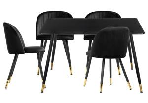 Обеденная группа Woodville Миано 579062 black, gold, стулья ткань