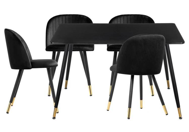 Обеденная группа Woodville Миано 579062 black, gold, стулья ткань