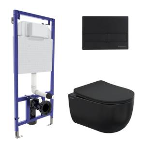 Комплект Berges Novum 43324 кнопка SoftTouch черный, сиденье микролифт