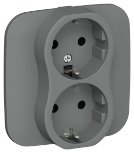 Розетка 2-местная с заземлением IEK Flite FI-R21A-16-K80 мокрый асфальт