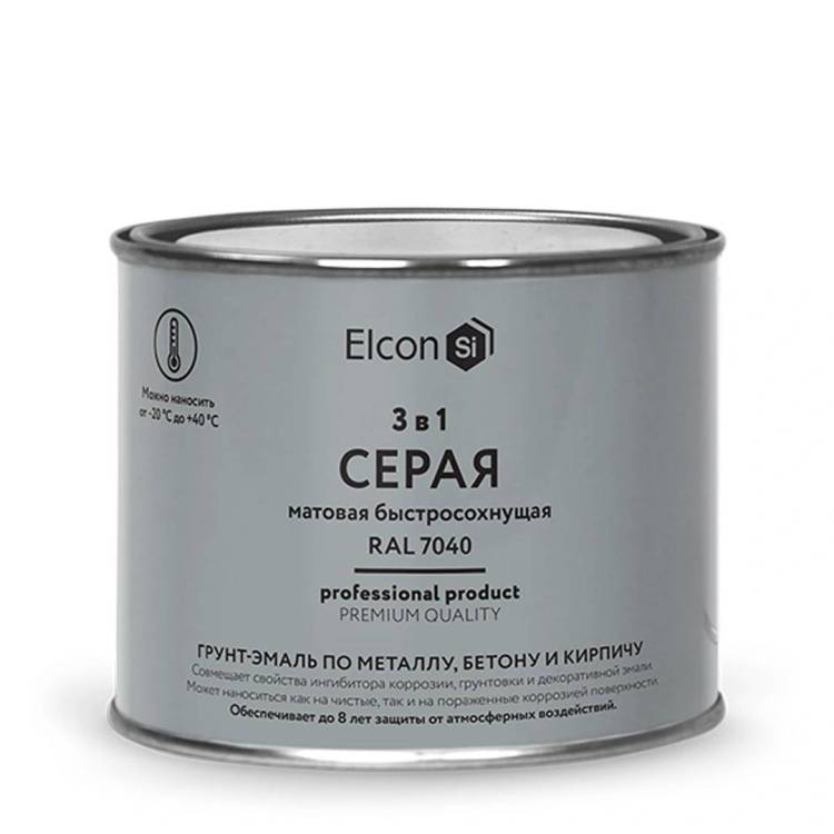 Грунт-эмаль по ржавчине 3 в 1 Elcon матовая серая 0.4 кг