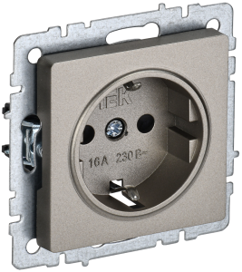 Розетка 1-местная с заземлением IEK Brite BR-R11-16-K37 шампань