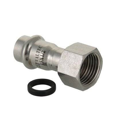 Соединитель VALTEC из нержавеющей стали, с накидной гайкой 22 x 1/2