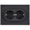 Розетка 2-местная с заземлением IEK Forte&Piano FP-R21-16-1-M-K02 черный фото 3