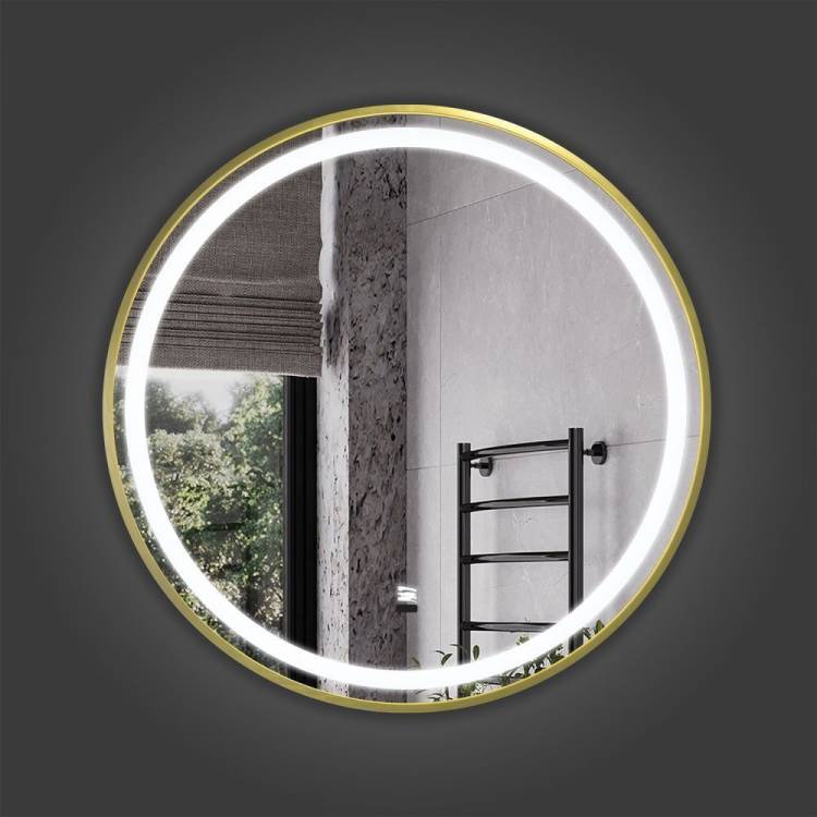 Зеркало Comforty Лея-75 00-00019345 с подсветкой и антизапотеванием, золотой матовый