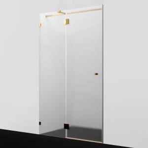 Душевая дверь в нишу Wasserkraft Ems 76H05L-MG профиль глянцевое золото, стекло матовое, 121x100x200