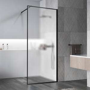 Душевая перегородка Vincea Walk-In VSW-1HP700FLB профиль черный матовый, стекло рифленое, 70x200