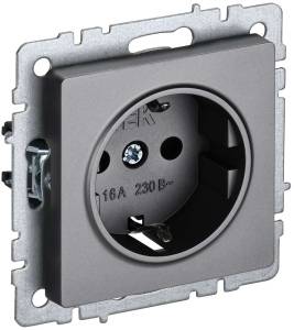 Розетка 1-местная с заземлением IEK Brite BR-R11-16-K46 сталь
