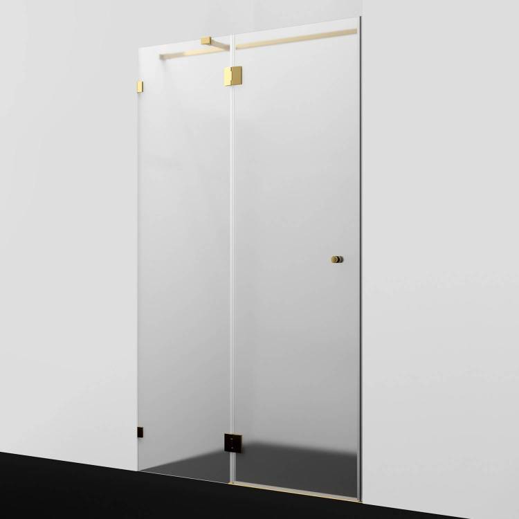 Душевая дверь в нишу Wasserkraft Ems 76H05L-MG профиль глянцевое золото, стекло матовое, 121x100x200