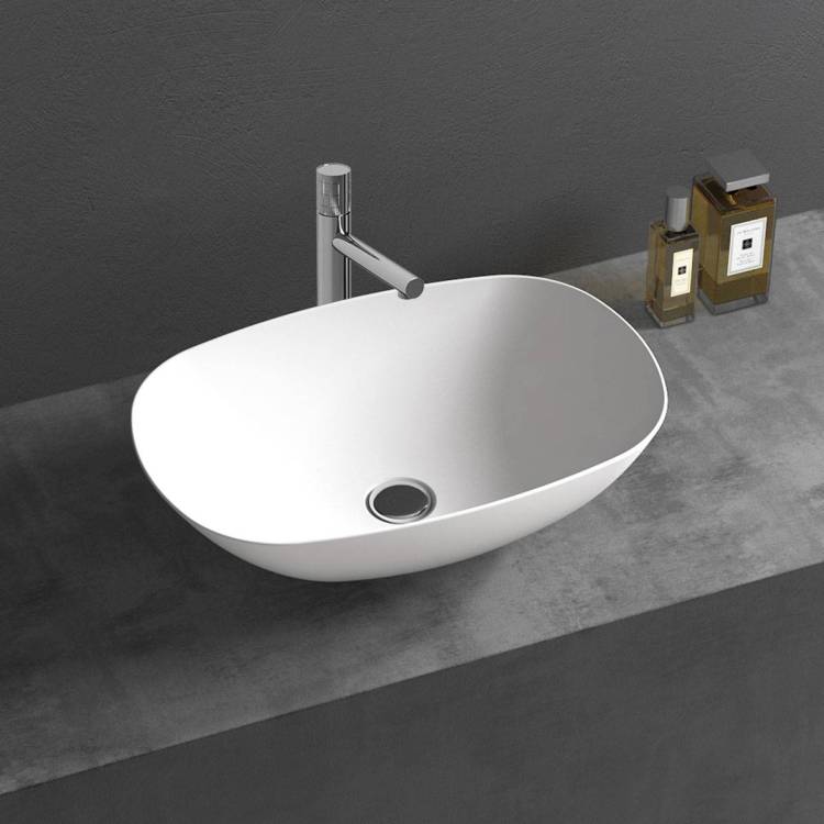 Раковина Vincea Solid Surface VBS-6T12MW из искусственного камня, 540x360x150, накладная, цвет белый матовый