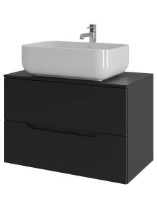 Тумба с раковиной Orange Line Li-80TubMDF+B03-600W черная матовая, 80.5 см