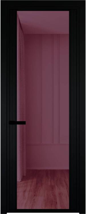 Межкомнатная дверь Profil Doors 2 AGP цвет профиля Черный, стекло безопасное 6 мм фиолетовое шпион 600x2000