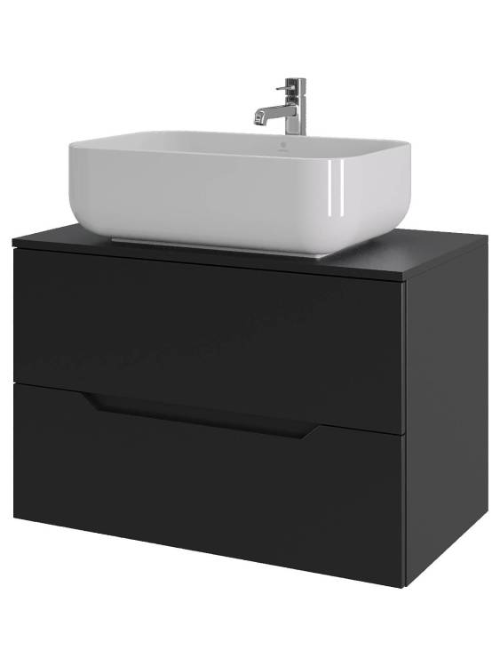 Тумба с раковиной Orange Line Li-80TubMDF+B03-600W черная матовая, 80.5 см