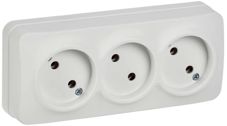 Розетка 3-местная IEK Glory ERH30-K01M-10 белый матовый