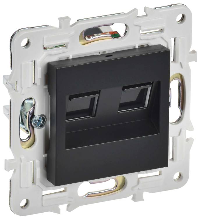 Розетка компьютерная RJ45 2-местная IEK Skandy SK-K20-2-K02 черный