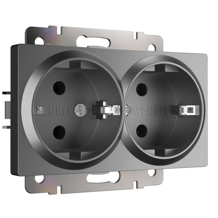 Розетка двойная с заземлением Werkel Встраиваемые механизмы W1172064