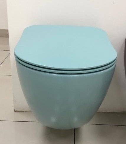 Комплект Унитаз подвесной Creavit Free FE322-11NY00E-0000 безободковый, ментол матовый + Крышка-сиденье Creavit Free KC0903.01.2000E ментол матовый