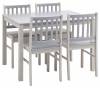 Набор обеденный Stool Group ASTRID MH62150+MH52055x4 массив гевеи, белый с серым
