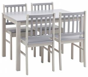 Набор обеденный Stool Group ASTRID MH62150+MH52055x4 массив гевеи, белый с серым