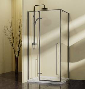 Душевой уголок Vincea Slim-N VSR-5SN1010CLGM профиль вороненая сталь, стекло прозрачное, 100x100x195