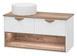 Тумба с раковиной Brevita Bergen - 105 Дуб Гала, Белый матовый 52x105x48
