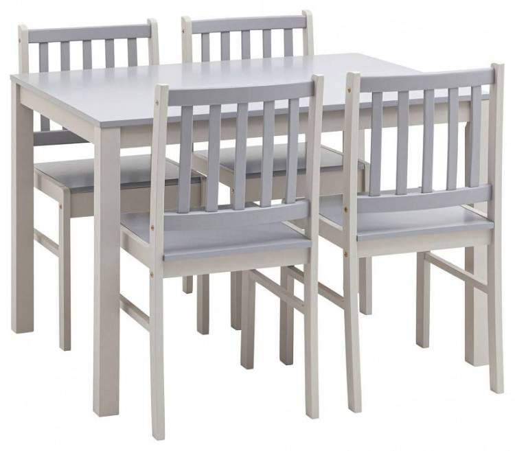 Набор обеденный Stool Group ASTRID MH62150+MH52055x4 массив гевеи, белый с серым