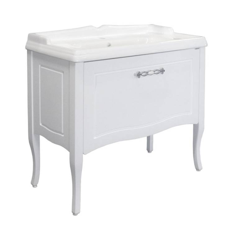 Тумба с раковиной Comforty Павия 100 00-00017943 напольная, белый глянец