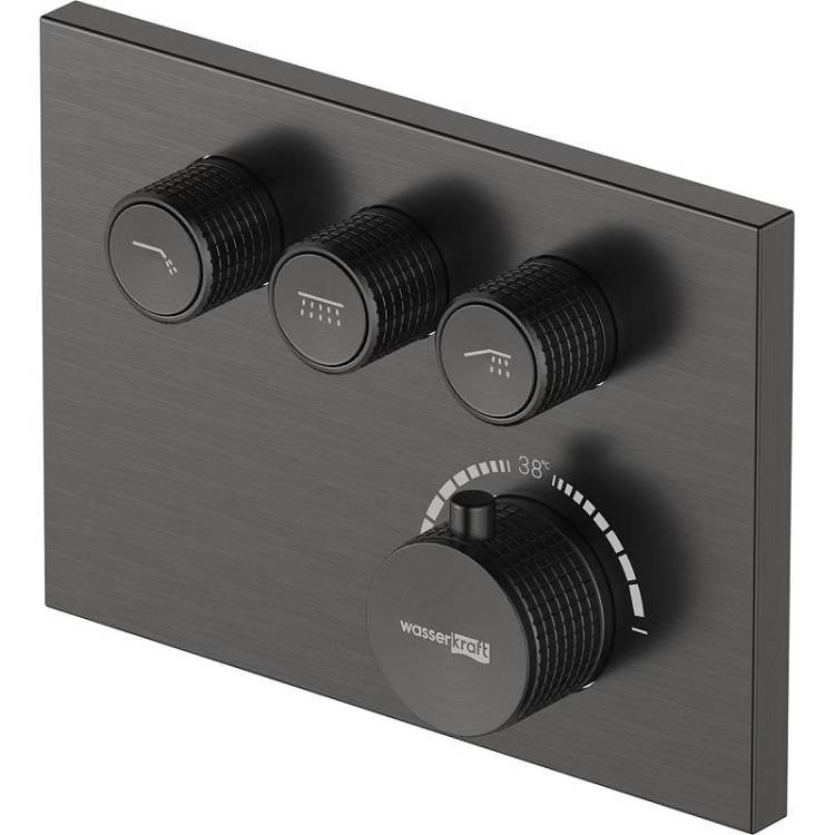 Смеситель для душа Wasserkraft Wiese 8458 Thermo с термостатом, оружейная сталь