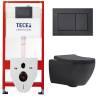 Комплект Tece TC414303670 Инсталляция для унитаза Tece + Унитаз подвесной beWash Bogen безободковый, с функцией биде и сиденьем микролифт, черный матовый