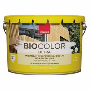 Защитно-декоративный состав на алкидной основе Neomid Bio Color Ultra белый 9 л