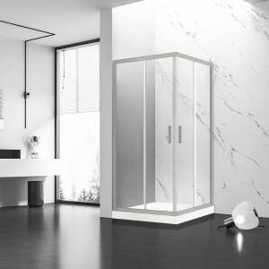Душевой уголок Veconi Rovigo профиль никель брашинг, стекло прозрачное, 80x80x195