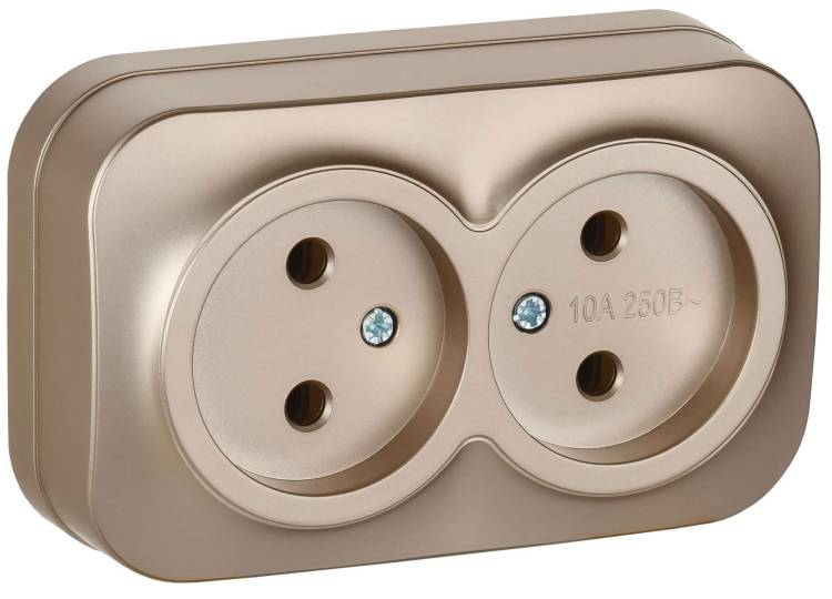 Розетка 2-местная IEK Glory ERH20-K37M-10 шампань матовый